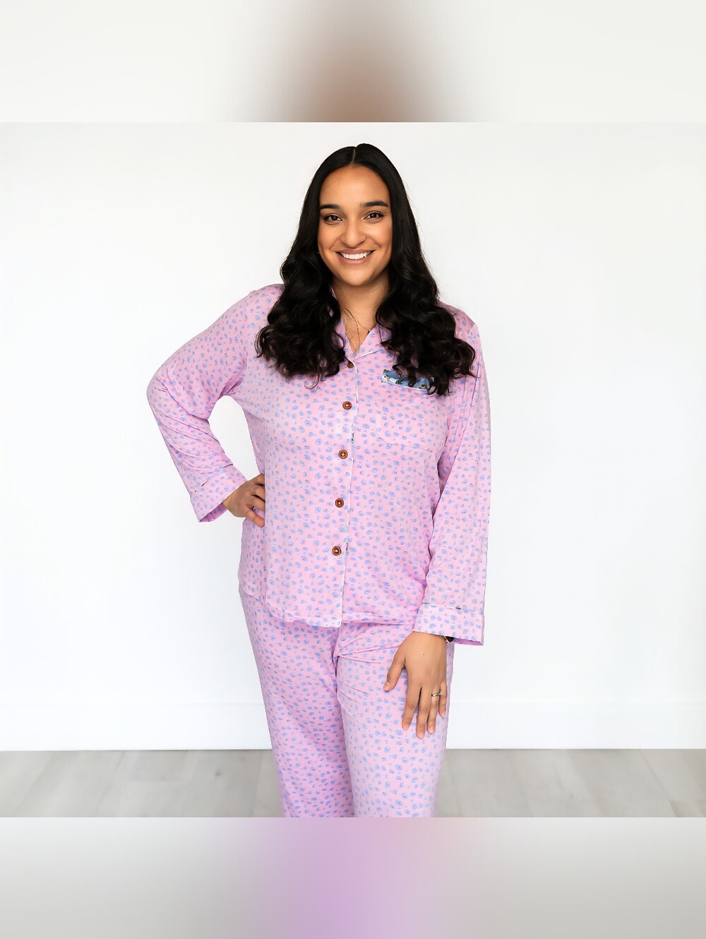 NIB Laree + Co Pink Cheetah Leopard Lillian Bamboo Women's Luxe Lounge Pj Set- S